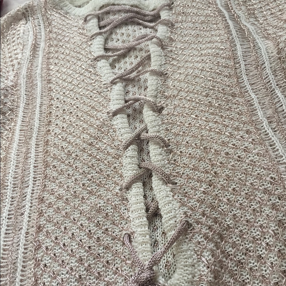 Brenna Boutique Metallic Knit Lace Up Front Dress